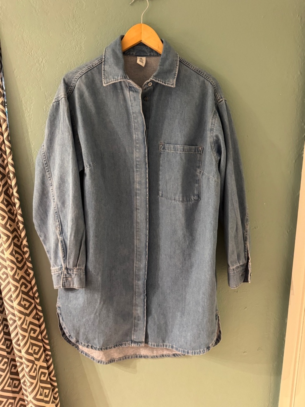 H&M Light Wash Denim Long-Sleeve Shirt Dress
